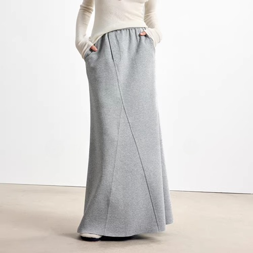 切り替え ロング丈 Aライン スカート 00122 画像