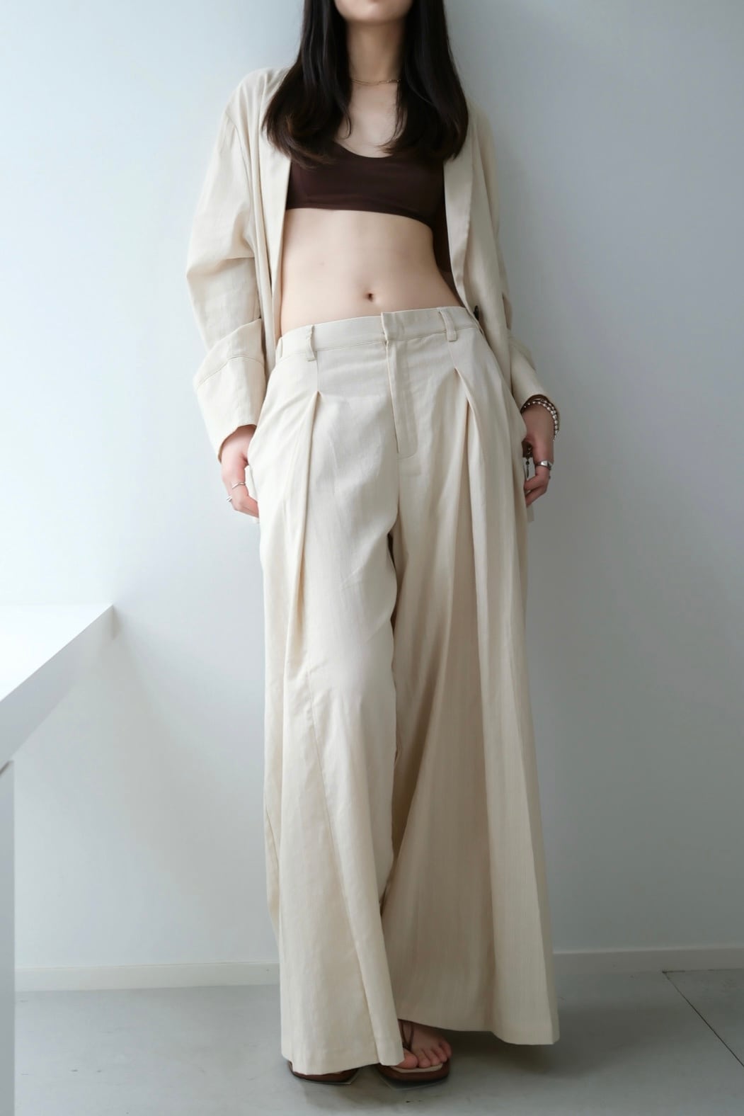SPRING SLAB DEEP TUCK PANTS スプリングスラブ ディープタックパンツ Off Beige