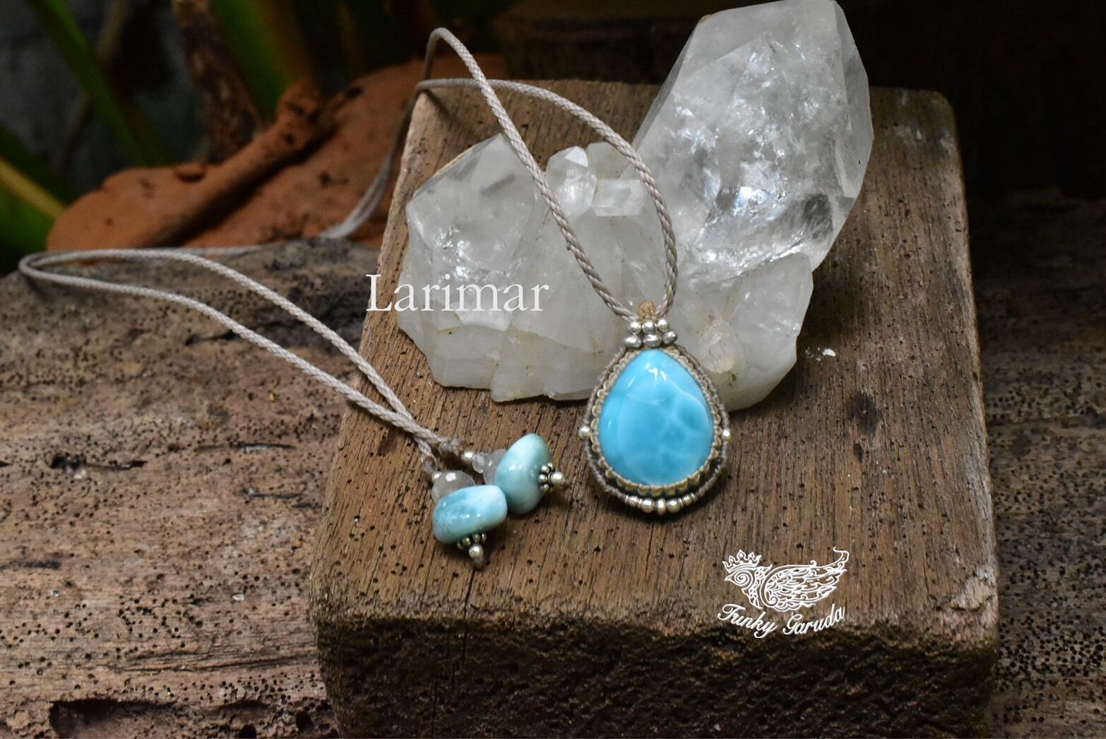 ラリマーマクラメぺンダント lari034