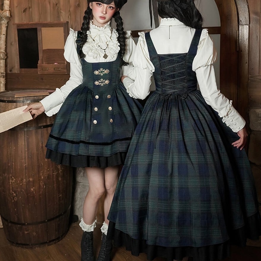 ロリータファッション 森ガール風 レトロ5点セット ショートスカート