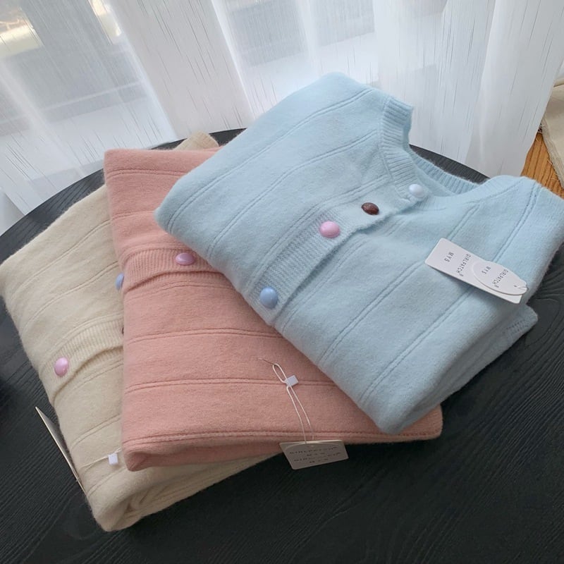 【outer】クルーネックニットカーデ M33369