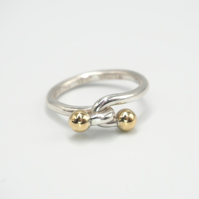 12/27掲載 Tiffany&Co.  約8.5号 ラブノット コンビ リング シルバー925 K18 ティファニー