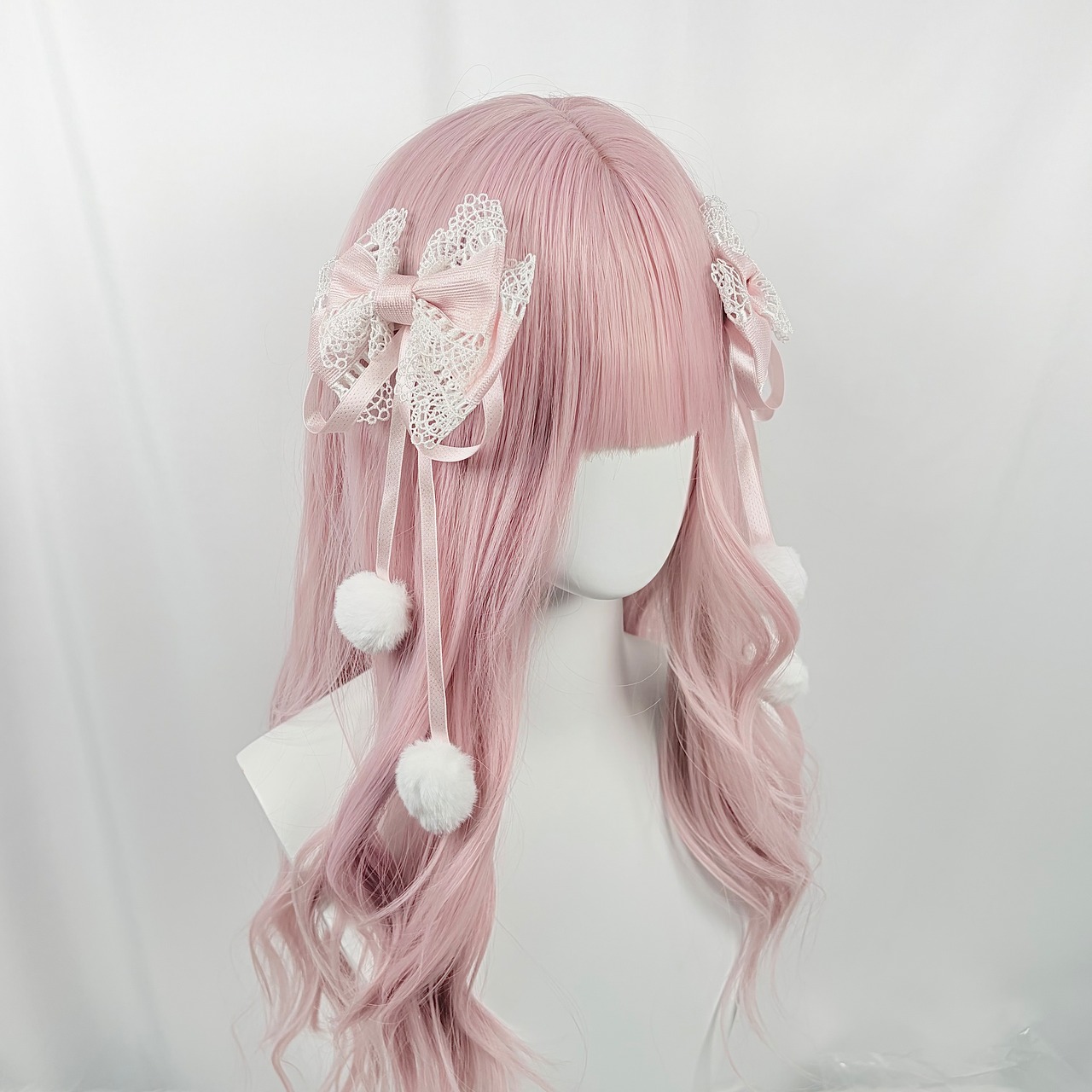 ♡【全4色】MAID 3way マシュマロリボンの夢色フリルレースリボンヘアクリップ winered ♡