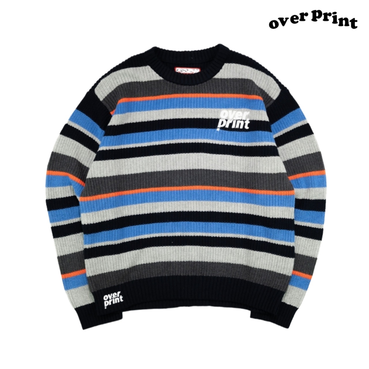 【over print】boader cotton knit