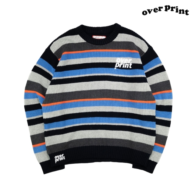 【over print】boader cotton knit