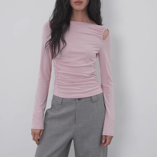 2色／アシメデザインシャーリングトップス ・21527