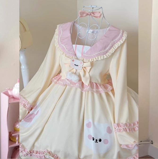 ゆめかわ♡全3カラー くま耳セーラー襟ワンピース wanpi162☆ | ゆめ