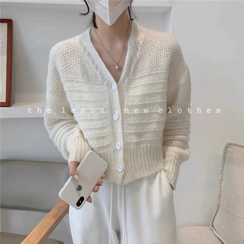 Vネックニットカーディガン