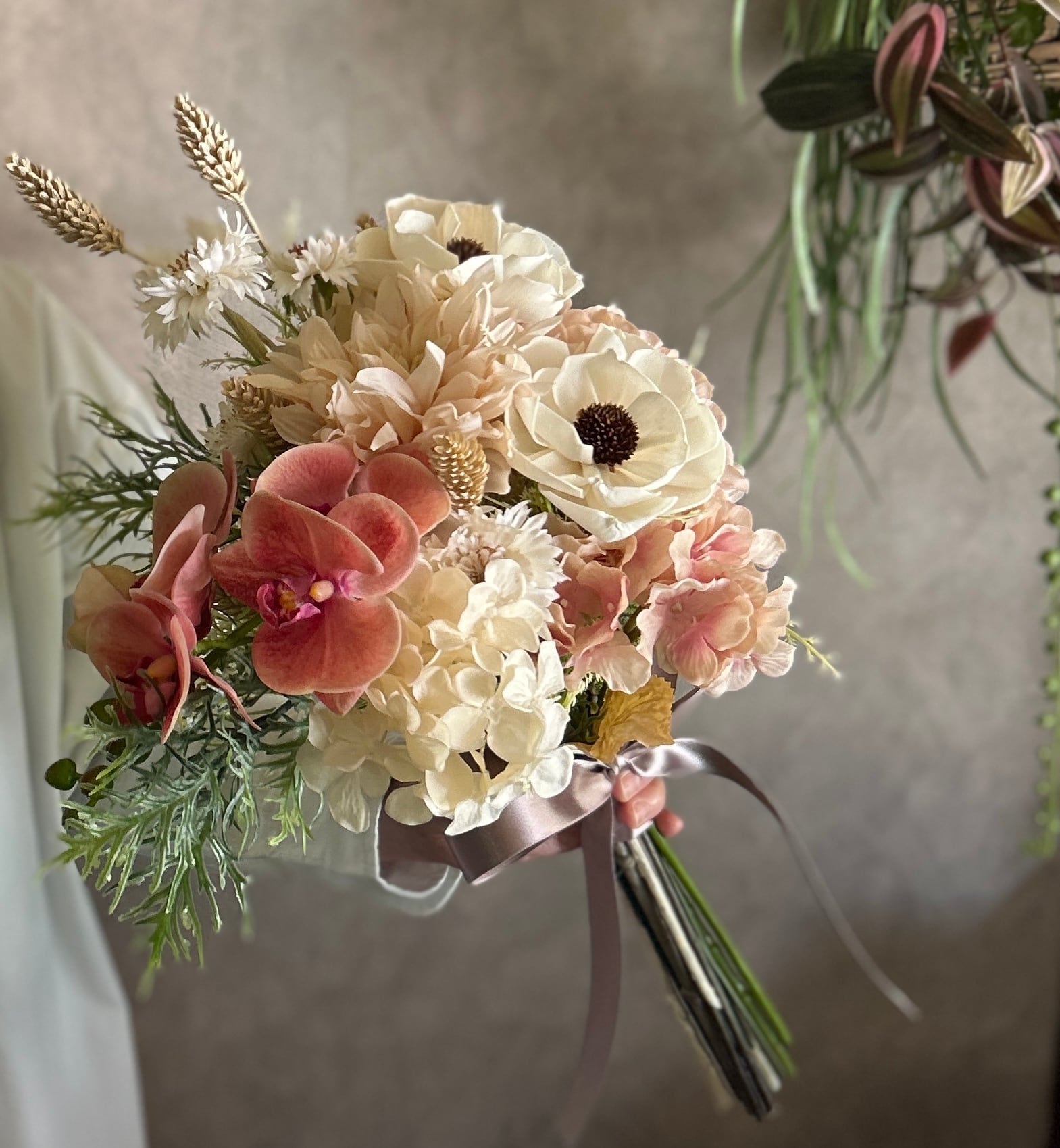 アネモネとダリアと胡蝶蘭のブーケ/アーティフィシャルブーケ/造花