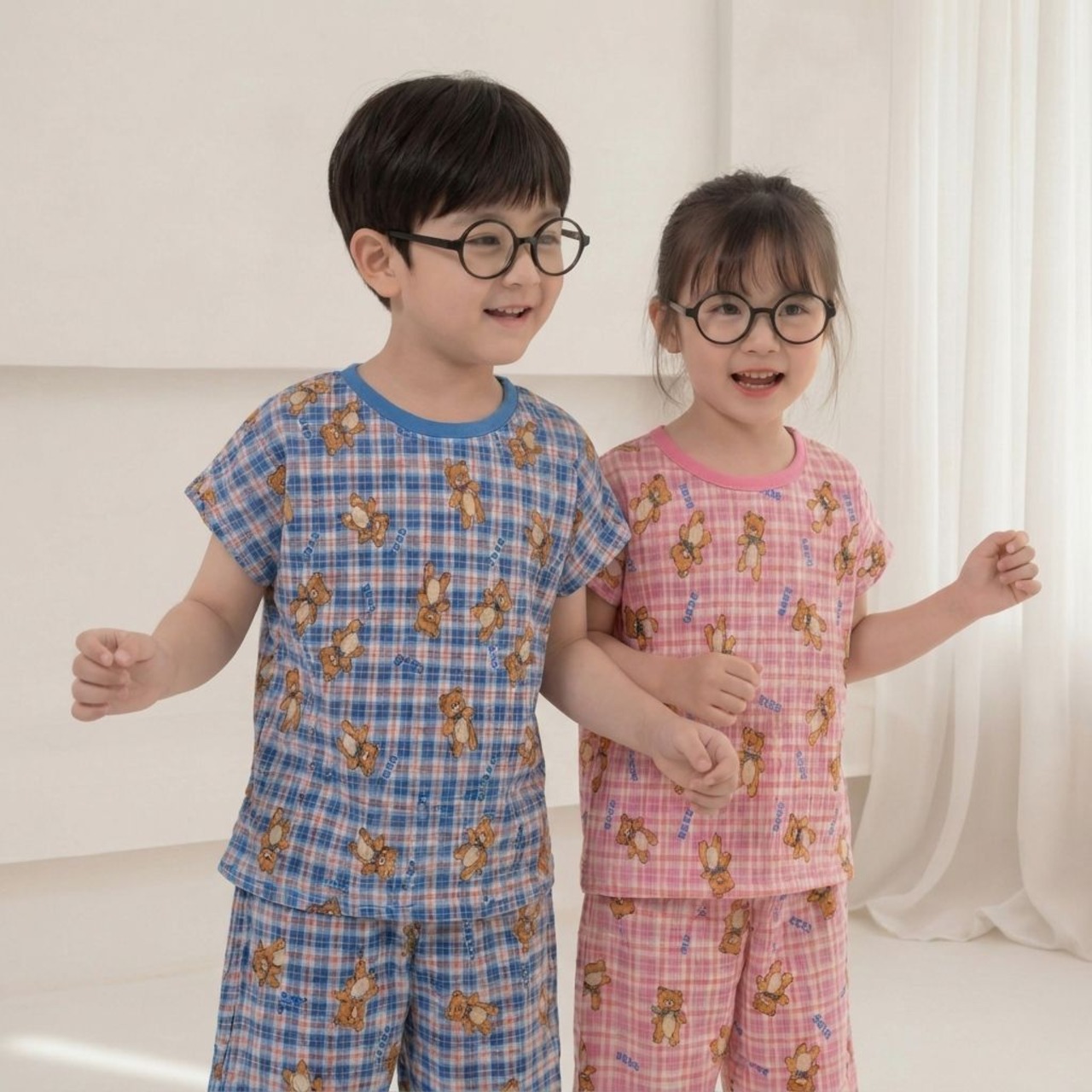 [Orangemom] Bear check pleat pants / [오렌지맘] 곰체크주름바지