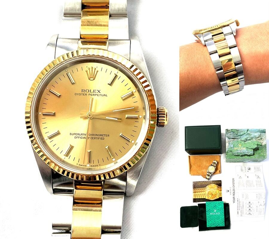ROLEX ロレックス オイスター パーペチュアル K18YG イエローゴールド コンビ 14233 オートマチック AT 自動巻き 時計 メンズ
