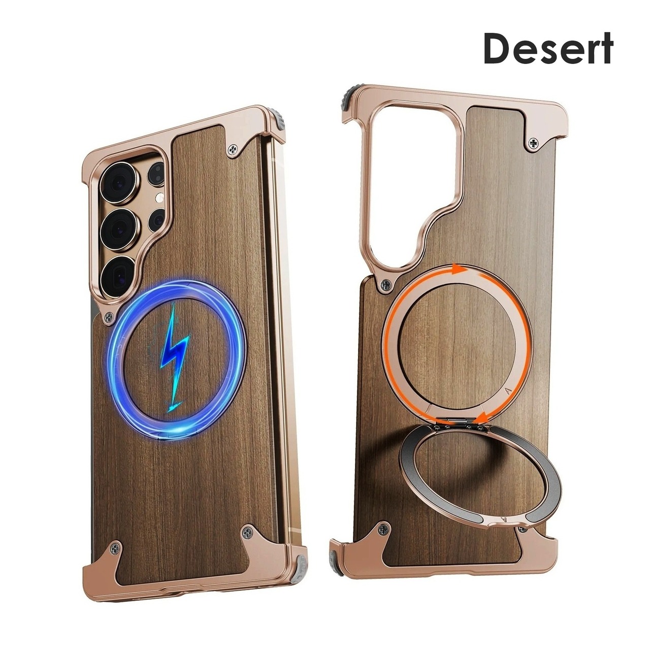 ◆Galaxy S26 Ultra / S25 Ultra / S24 Ultra◆ Walnut Wood × Metal Magnetic Phone Case / ウォルナット ウッド × メタル マグネット スマホケース