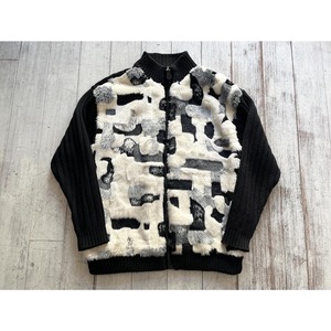 -TRUTUS biancaria- fur switching knit jacket
