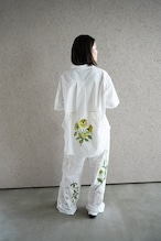 lace open collar shirt leaf
