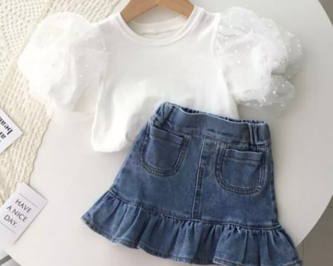 上下2点セット / ブラウス / デニムパンツ / 女の子 / 〜7才( E〜H )