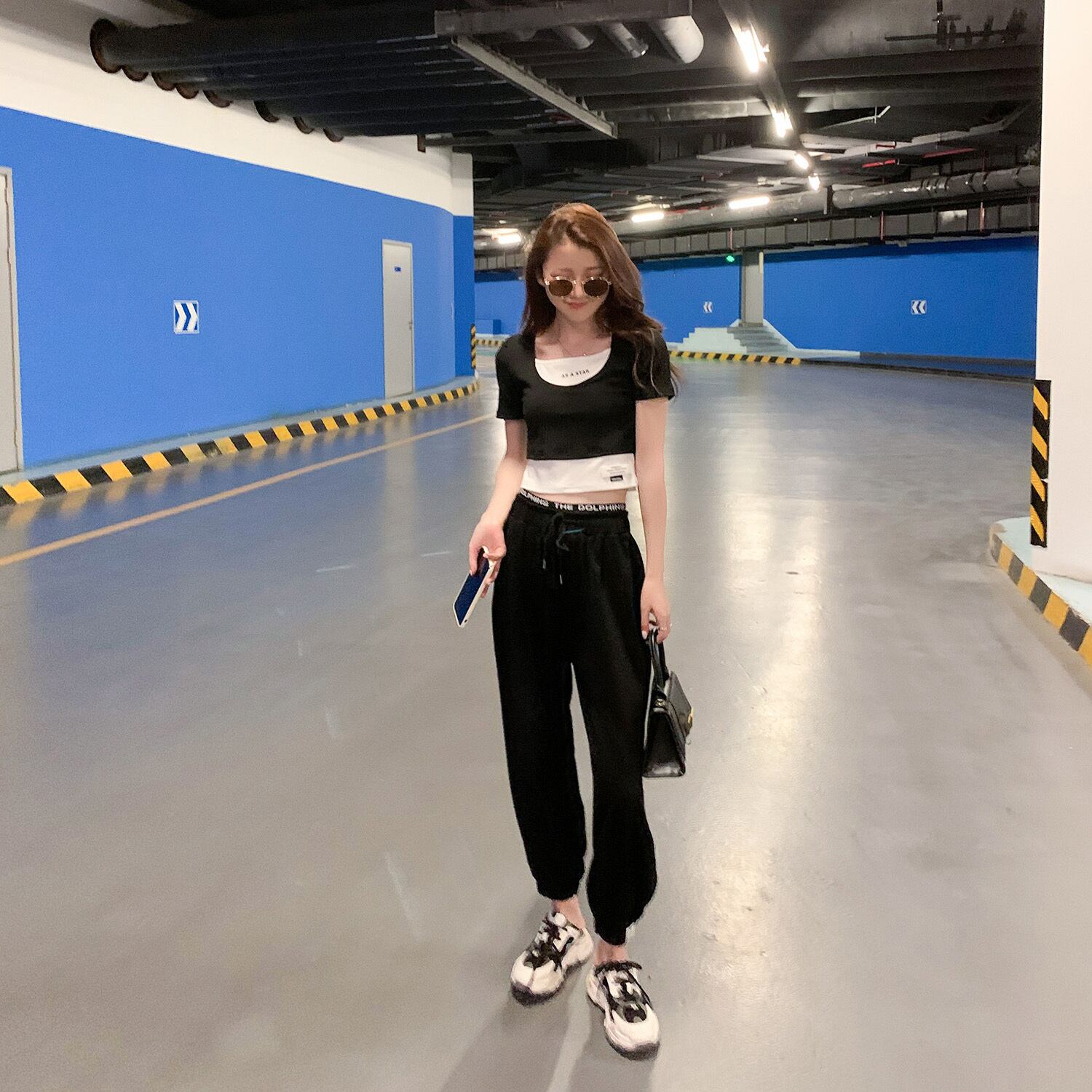 スタイルスタンダードサマーショートハイウェストクロップドTシャツ パンツ レトロ 夏物 6Du_Shop_Women70574916710