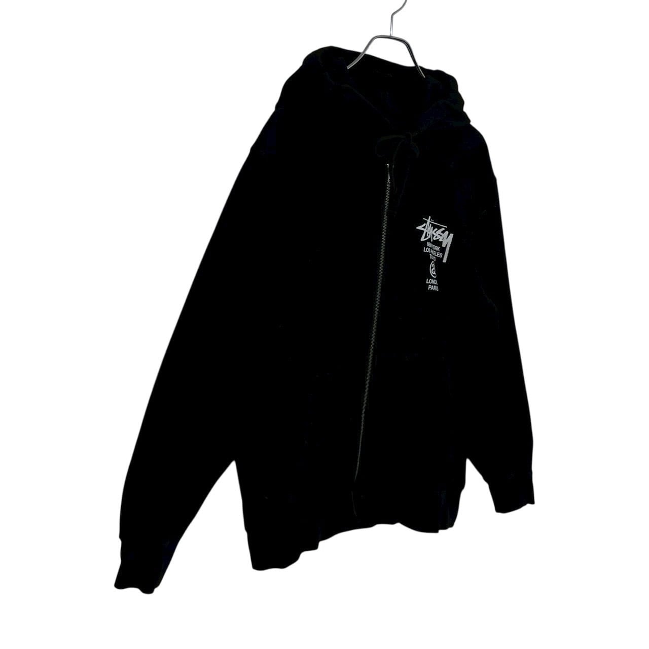 stussy ステューシー ジップパーカー L バックロゴ プリント ワールド