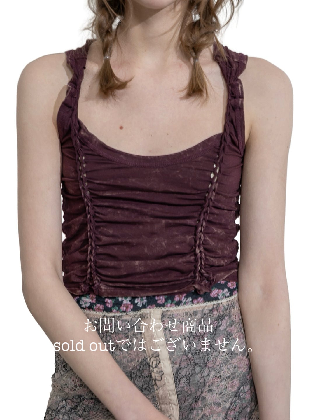 トップス PERVERZE 24SS Double Strap Tank Top Solid Ribbed Double-Strap Tank