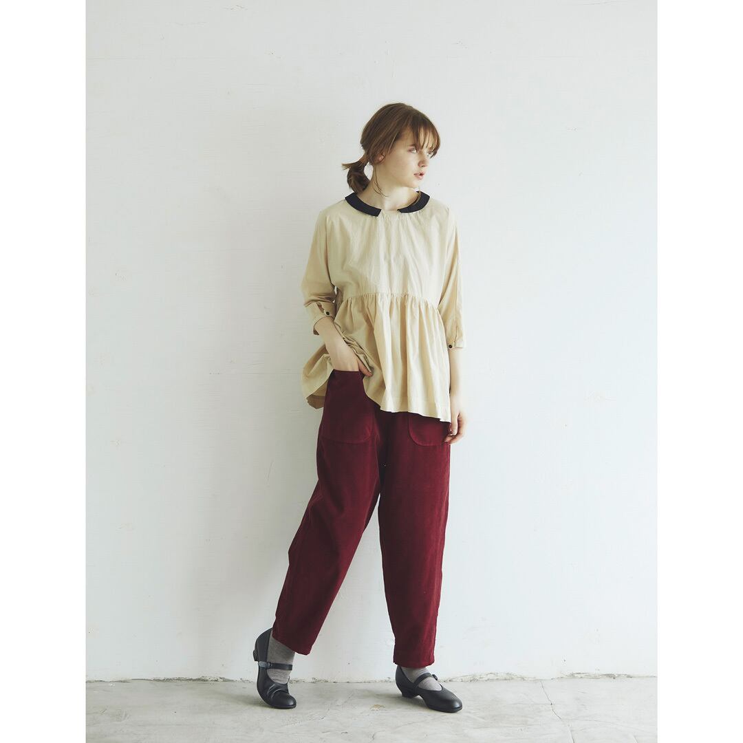 MAGALI マガリ コットンマイクロコーデュロイパンツ・ガーネット 