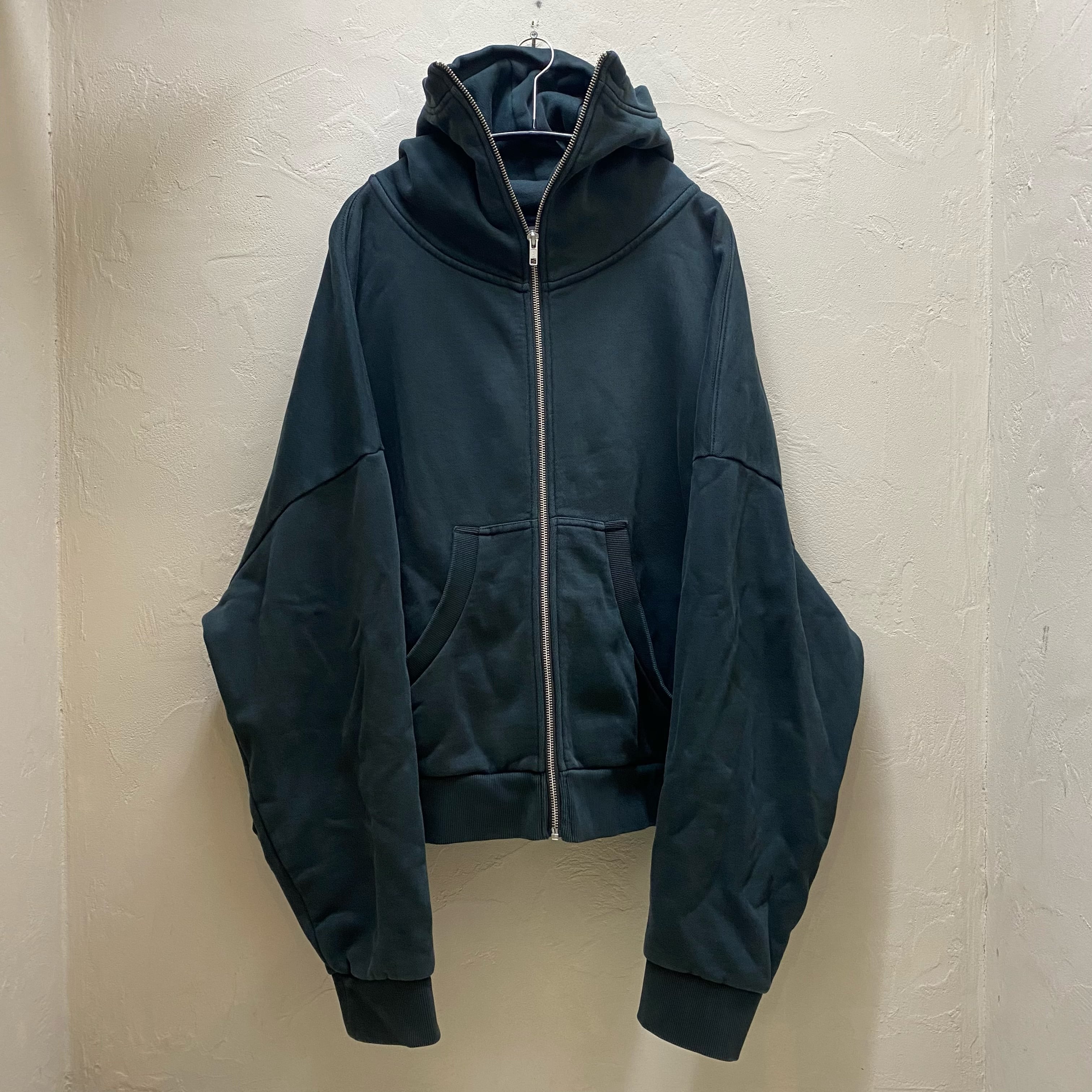 entire studios フルジップパーカーWASHED BLACK Sクロップ丈の