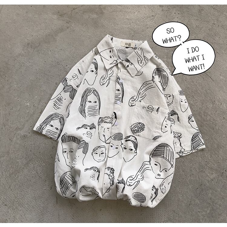 全3色 シャツ トップス 総柄 カジュアル 半袖 おしゃれ シンプル