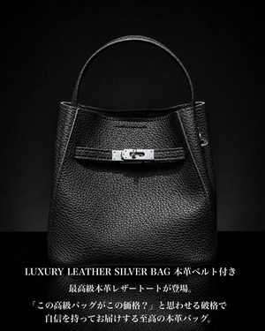 《初回限定価格》LUXURY LEATHER SILVER BAG 本革ベルト付き【BLB-26011】