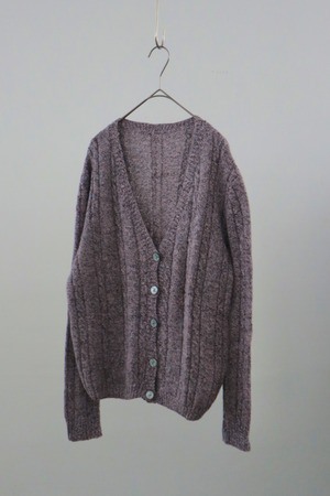 pink-gray hand-knit vneck cardigan
