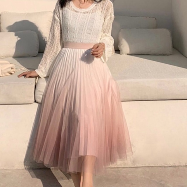 gradation tulle skirt (5color)<1183>