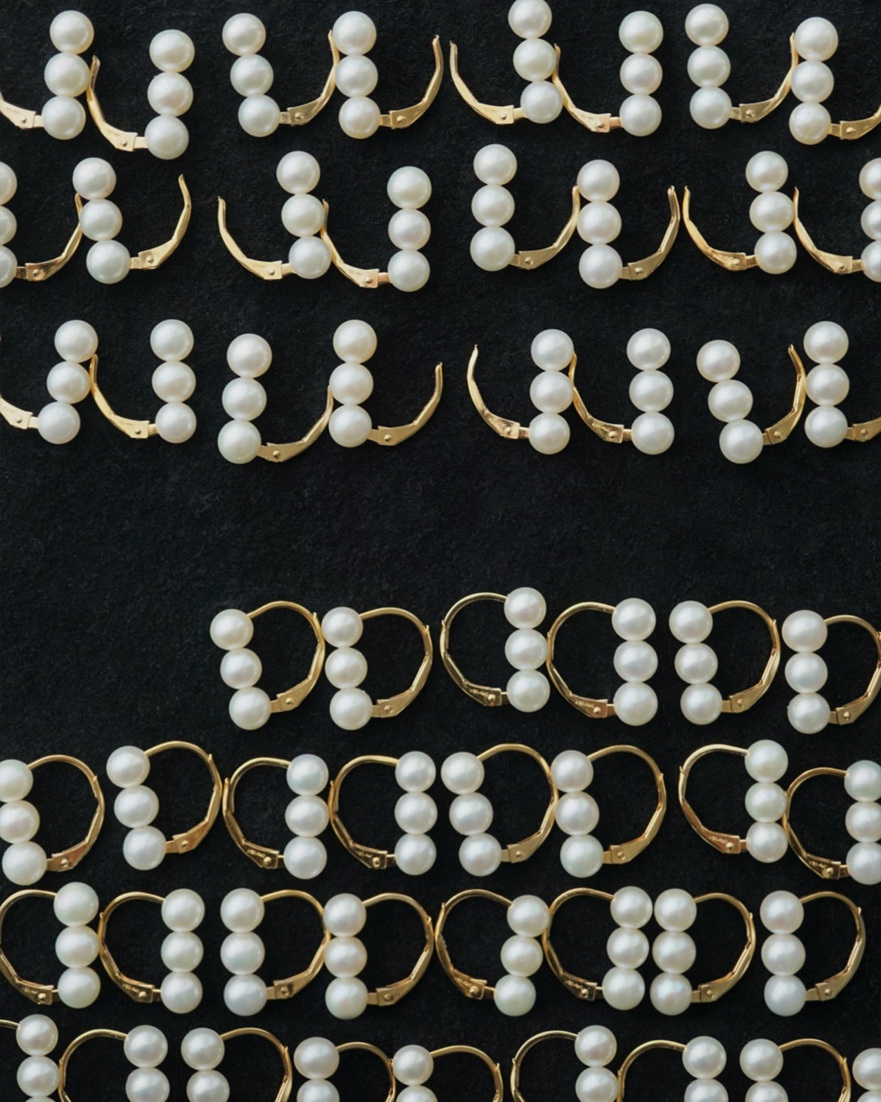 3連パールピアス-One touch／K14GF