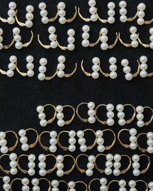 3連パールピアス-One touch／K14GF