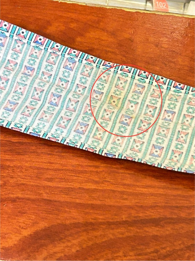 vintage green × blue × pink cotton apron with Pocket