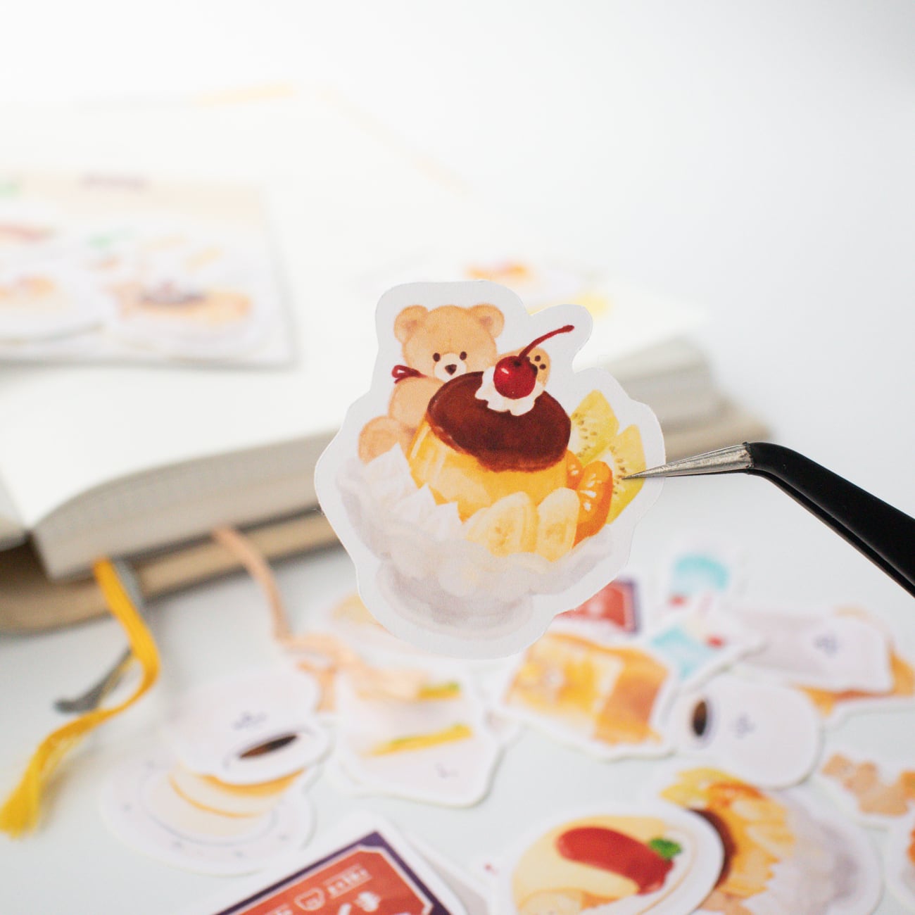 くまのレトロカフェフレークシール | teplopolka｜くまのほっこり
