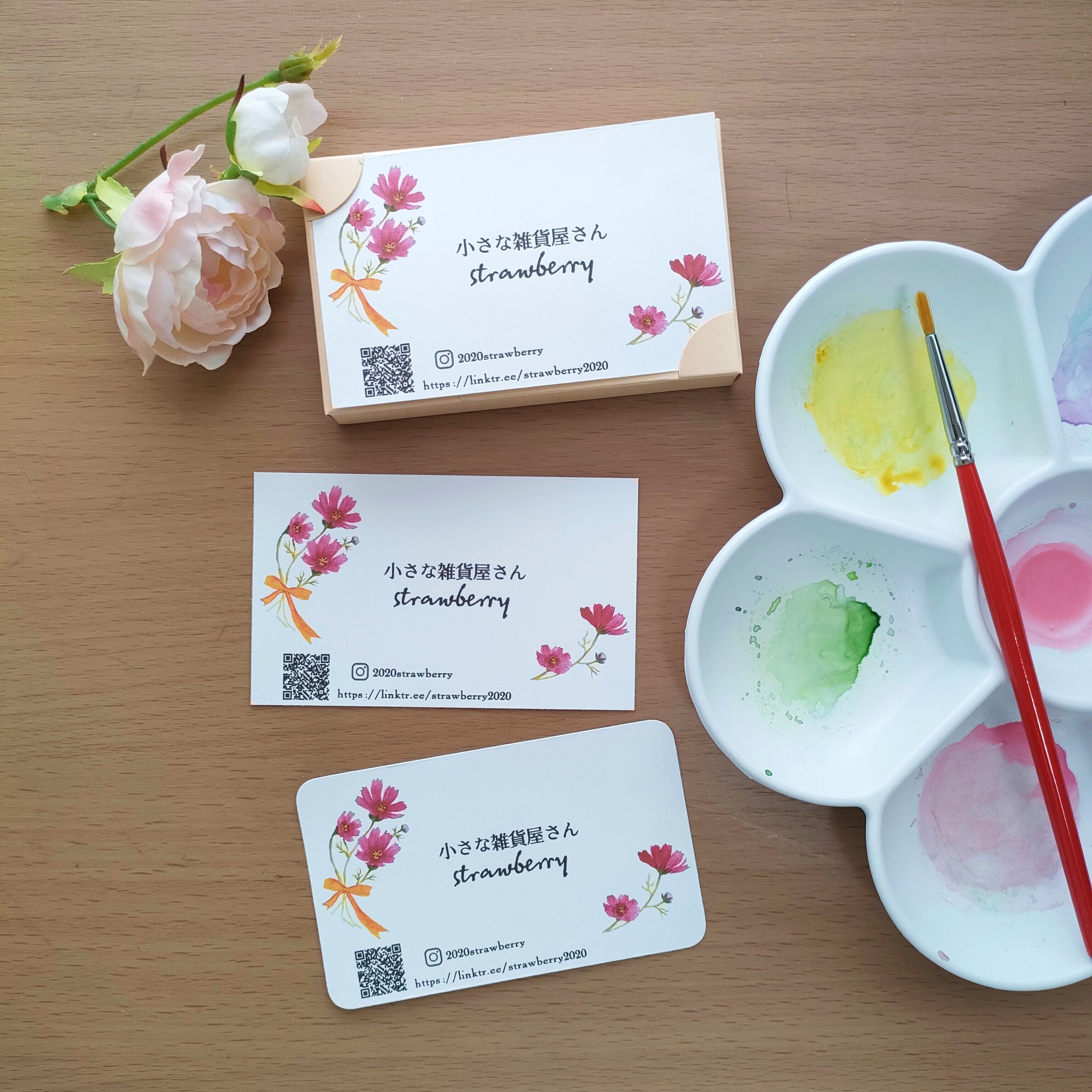 秋桜(コスモス)の名刺 アクセサリー台紙