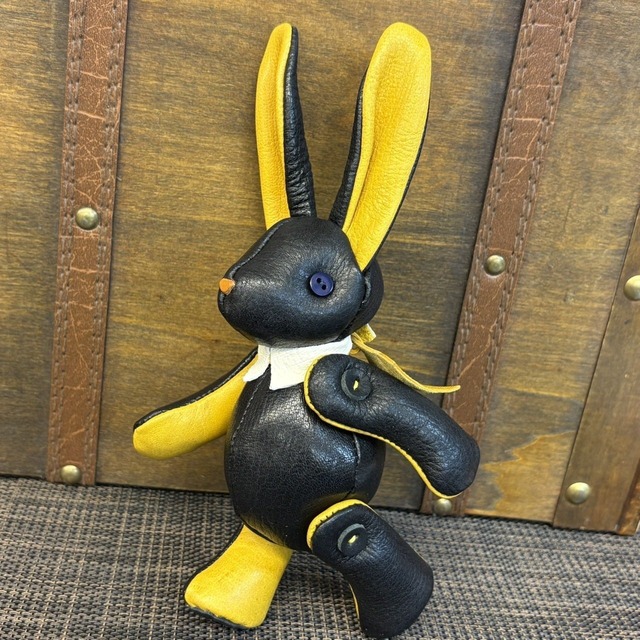 【ジビエレザー鹿革】ベルラビ★マイスターの手作り「ベルズラビット」兵庫ブラック×イエロー系　写真の1点販売です
