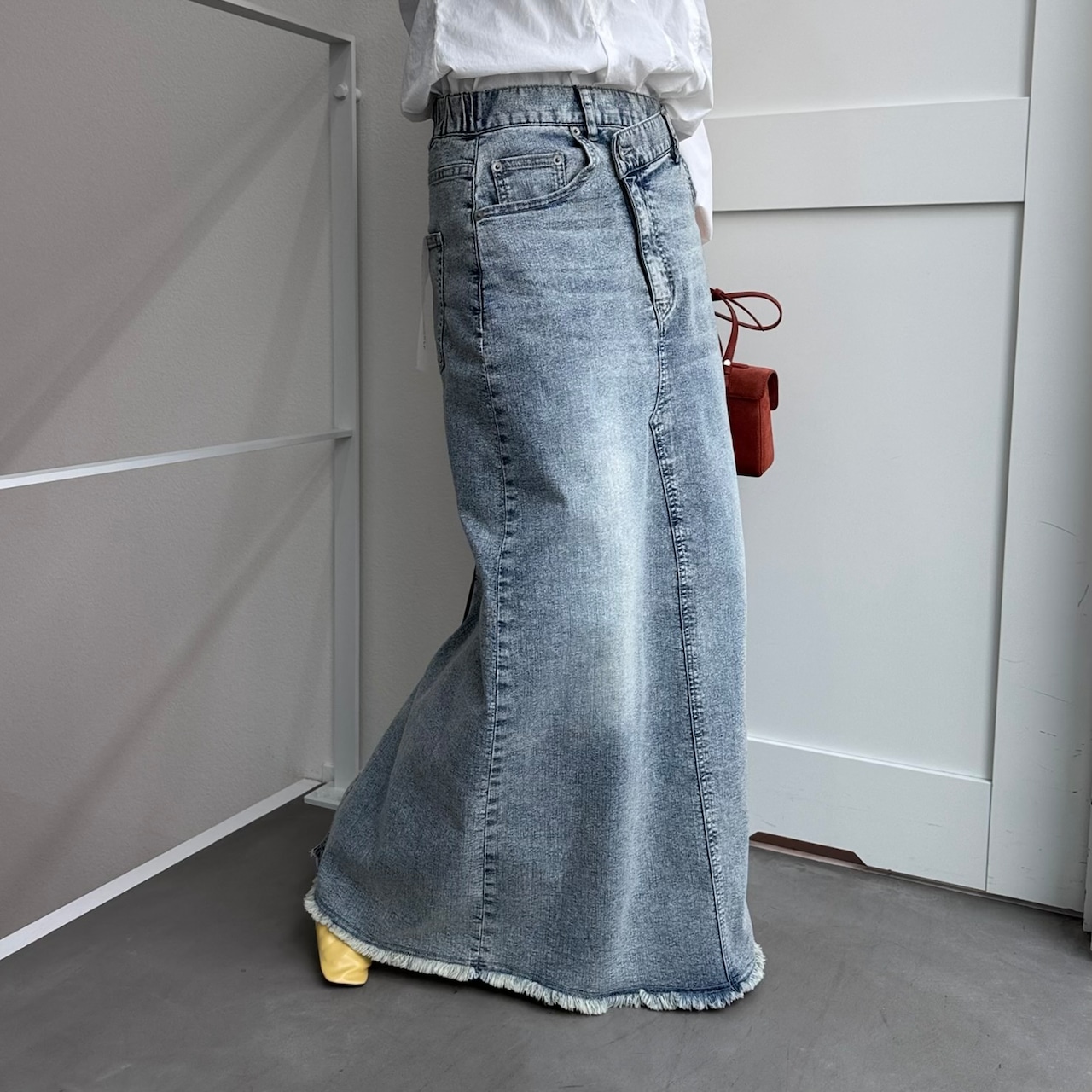 【キャンセル分】リメイクライクラップデニムSK/ブルー