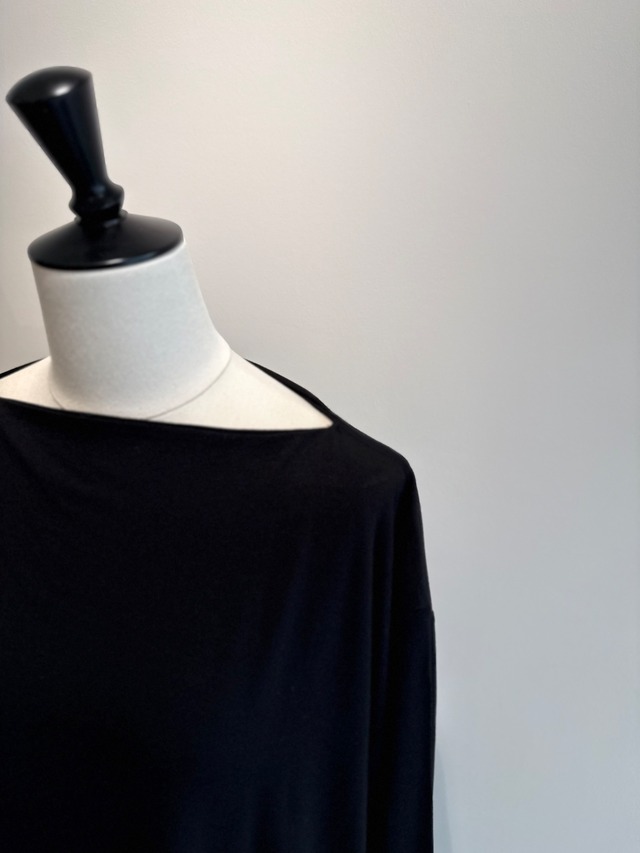 TAN/26SS-19 SMOOTH JERSEY DOUBLELONG TOP BLACK