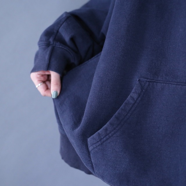 "Champion" dark navy color over silhouette sweat parka