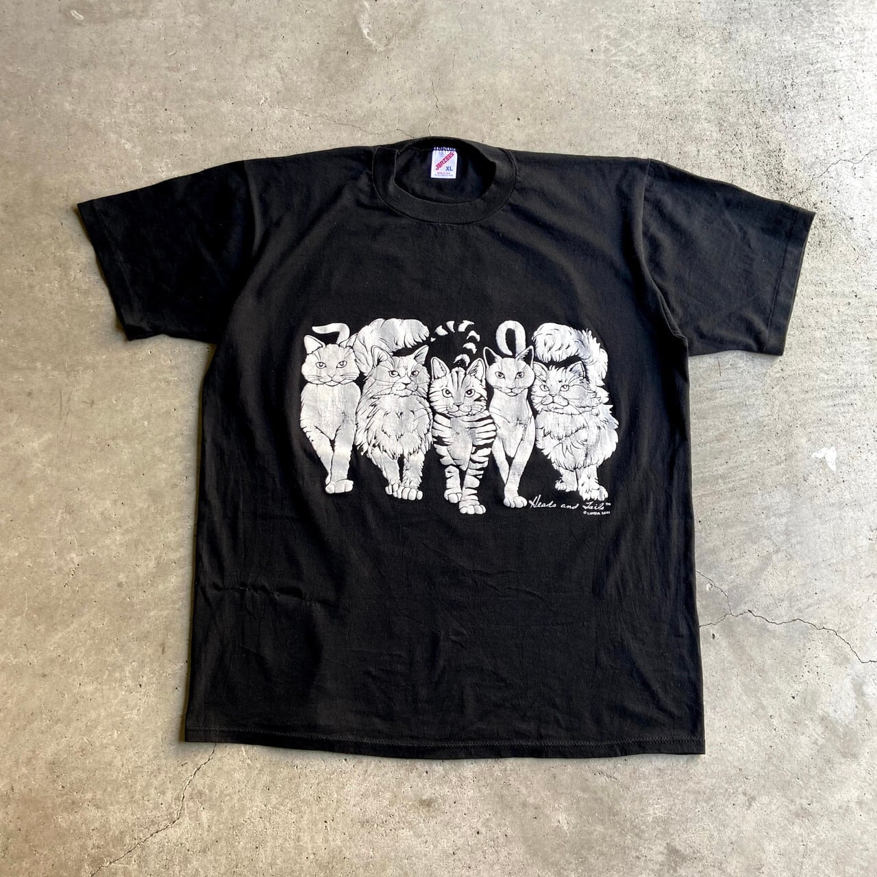 80年代 USA製 ネコ アニマルプリントTシャツ メンズXL レディース 古着 