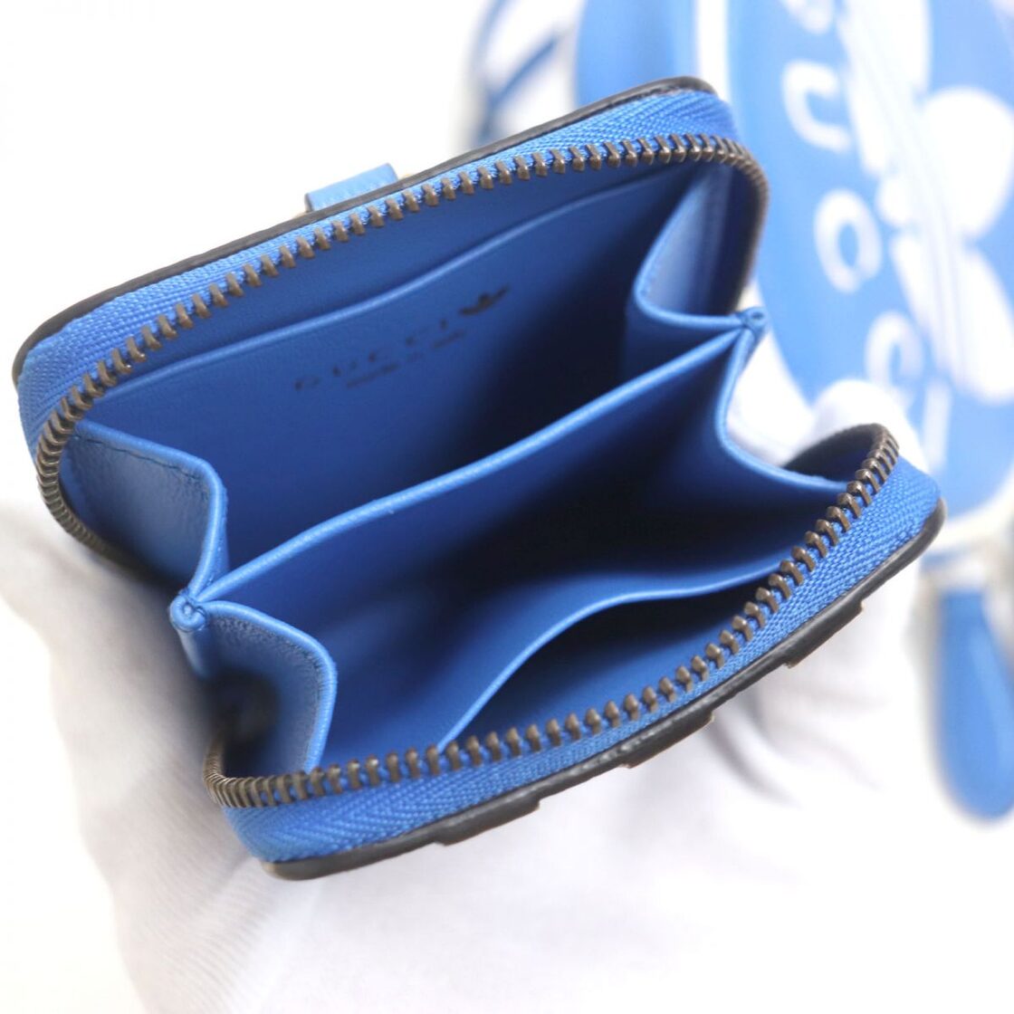 未使用品▽GUCCI×adidas グッチ×アディダス コラボ 721903 マルチコインケース/財布 ブルー×ホワイト イタリア製 メンズ  箱・保存袋付き | Pay ID