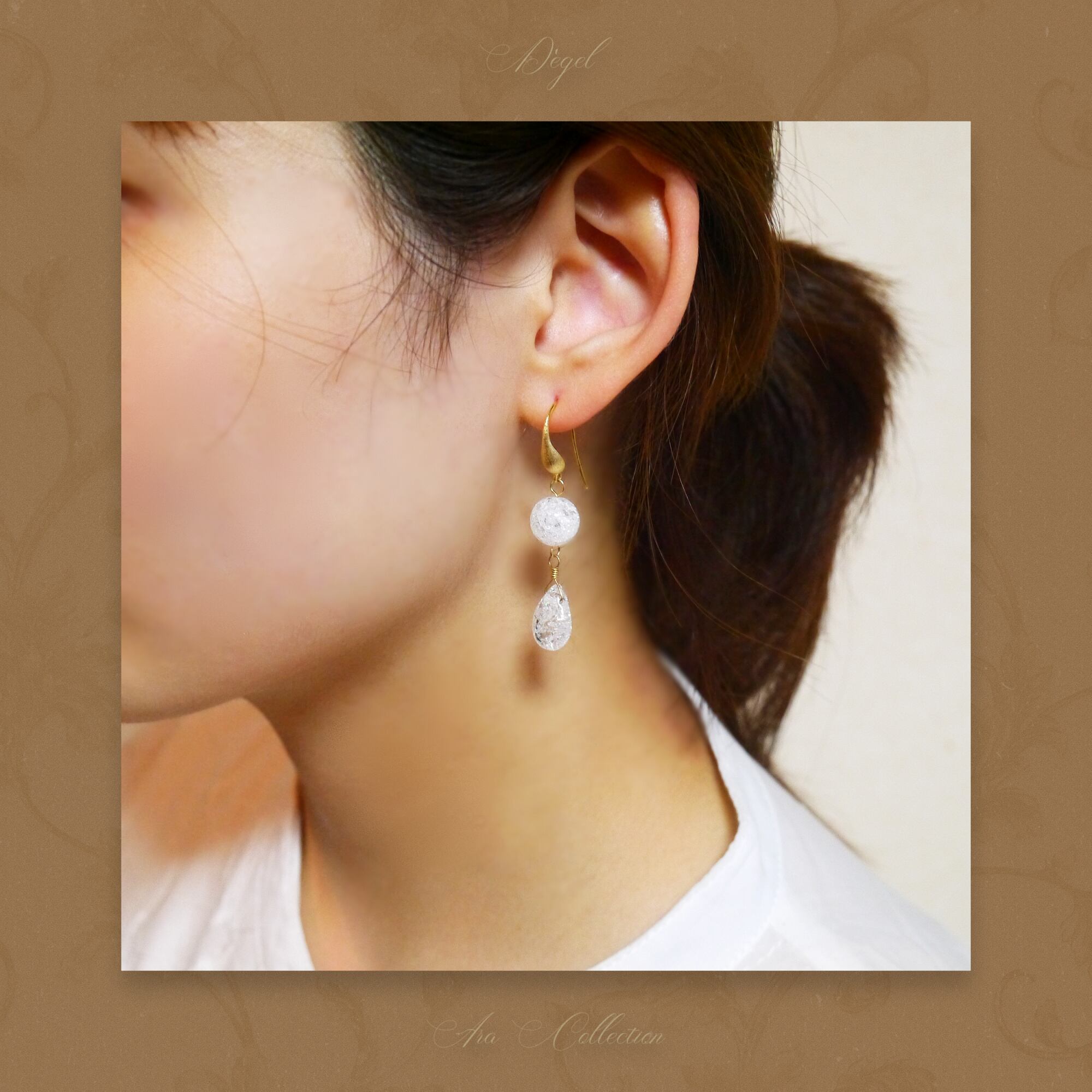 dégel～ デジェル」クラッククォーツ 天然石 ピアス 水晶 クリスタル