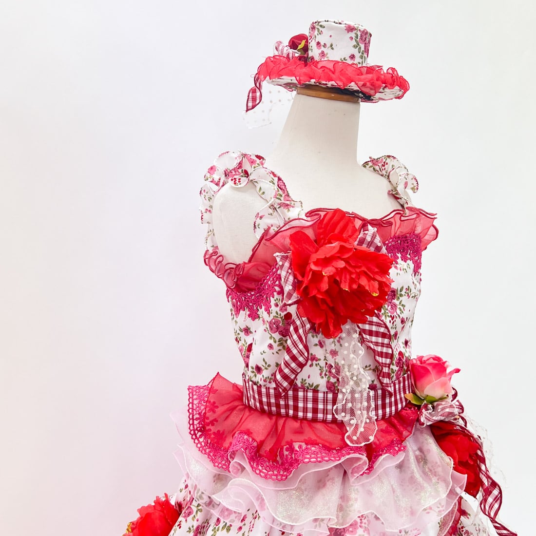 中古 キッズドレス 子供ドレス レッド系 不明/サイズ7相当 KD-53