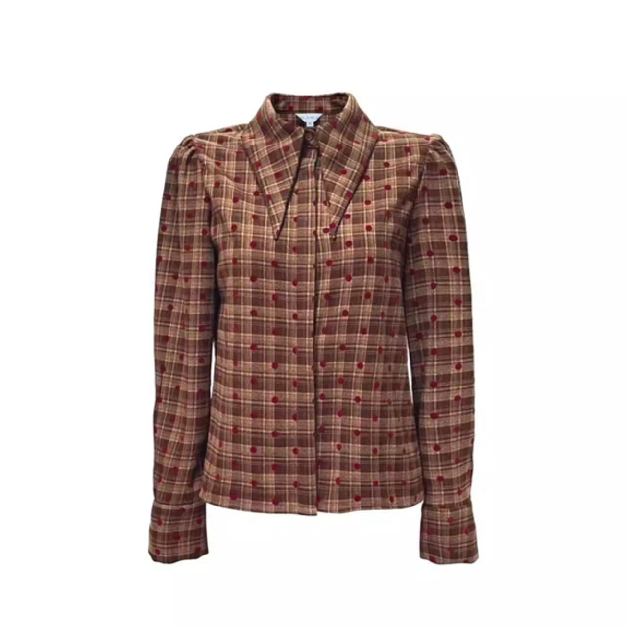 格子に赤が踊る結び：ビッグリボンチェックシャツ《XU0283》