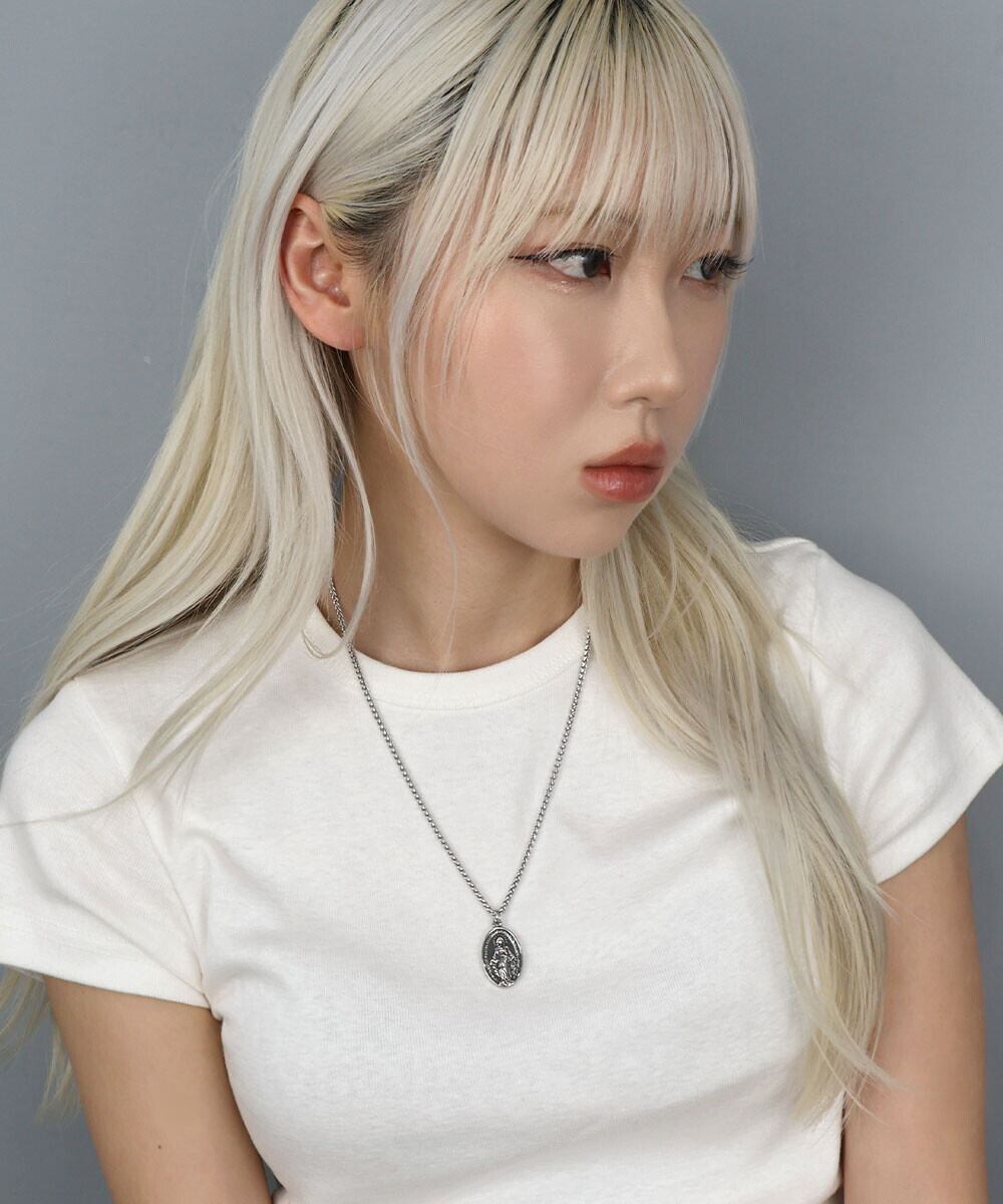 【サージカルステンレス 316L】メンズライク モチーフネックレス オーバルコイン 金属アレルギー対応