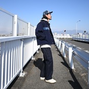 KUON(クオン)Indigo Nylon Coaches Jacket-Boro-コーディネート