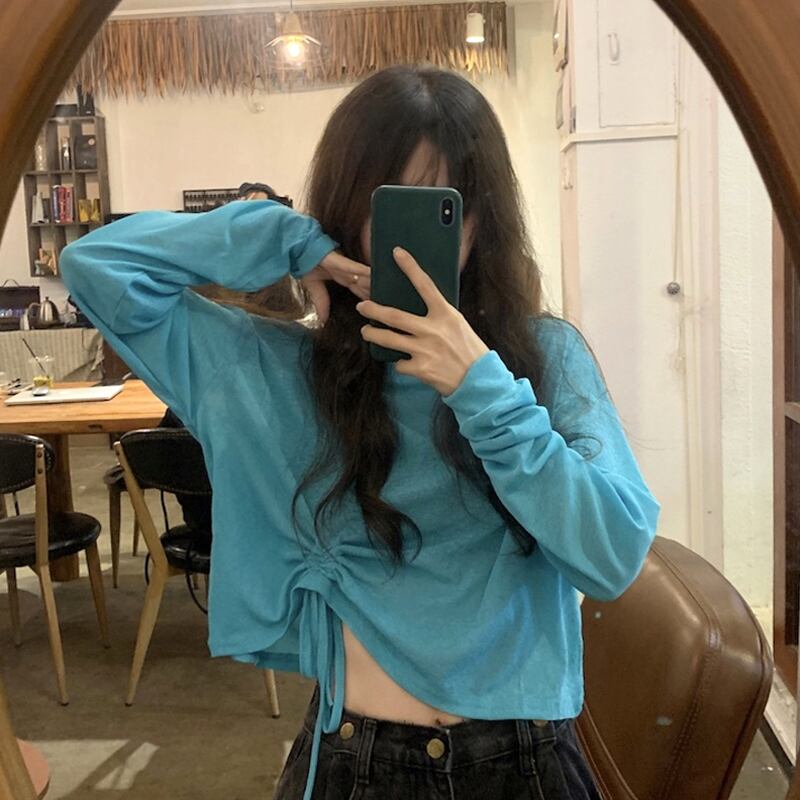 ショートトップス サマー薄手Tシャツ ロング 大人ガーリー スウィート キュート カジュアル 夏物 試着室90268608670