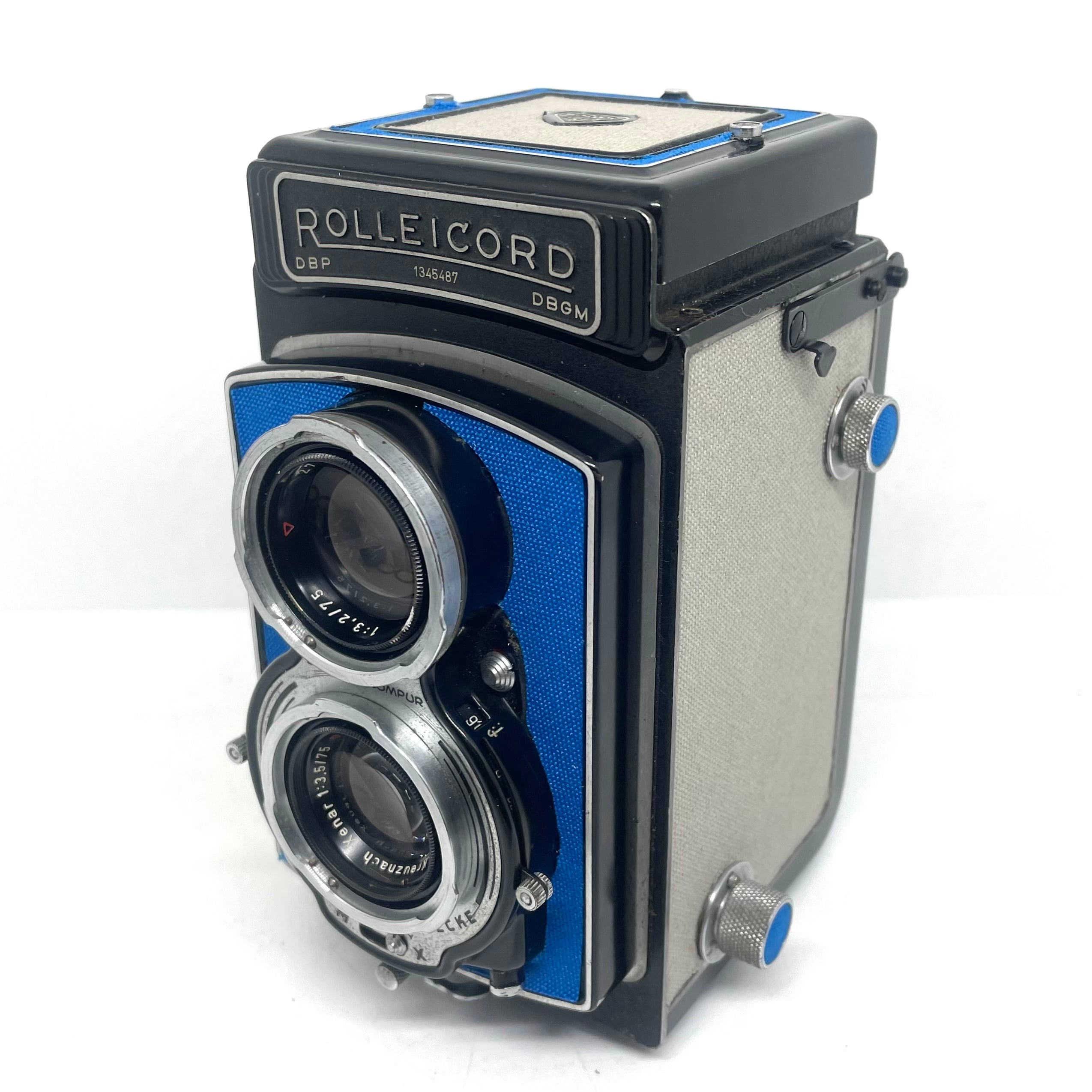 23-090　リメイクカメラ　ROLLEICORD IV　ドイツ製（ブルー•グレー）フィルムカメラ