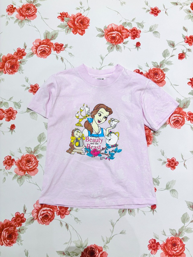 【kids vintage】 beauty and the beast  All-over print T-sh.  about6-8y