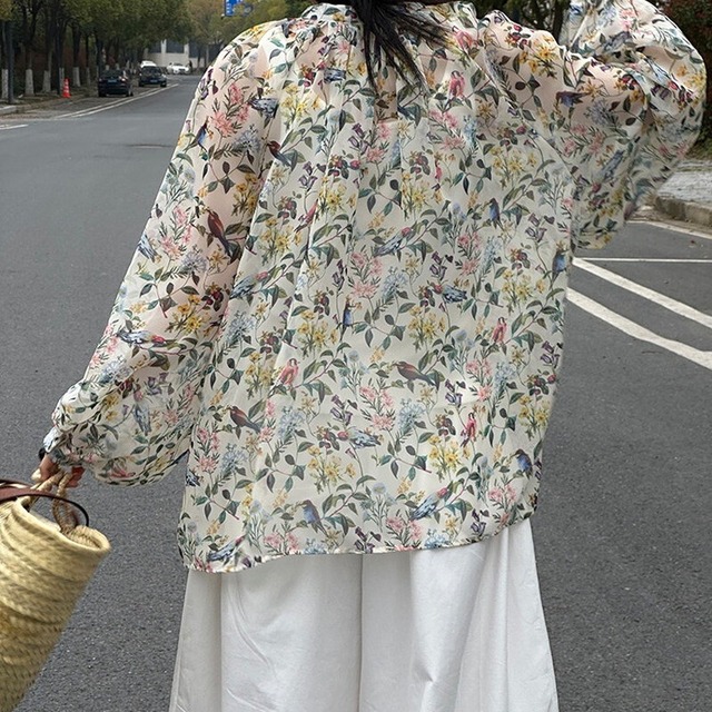 botanical print blouse　10917