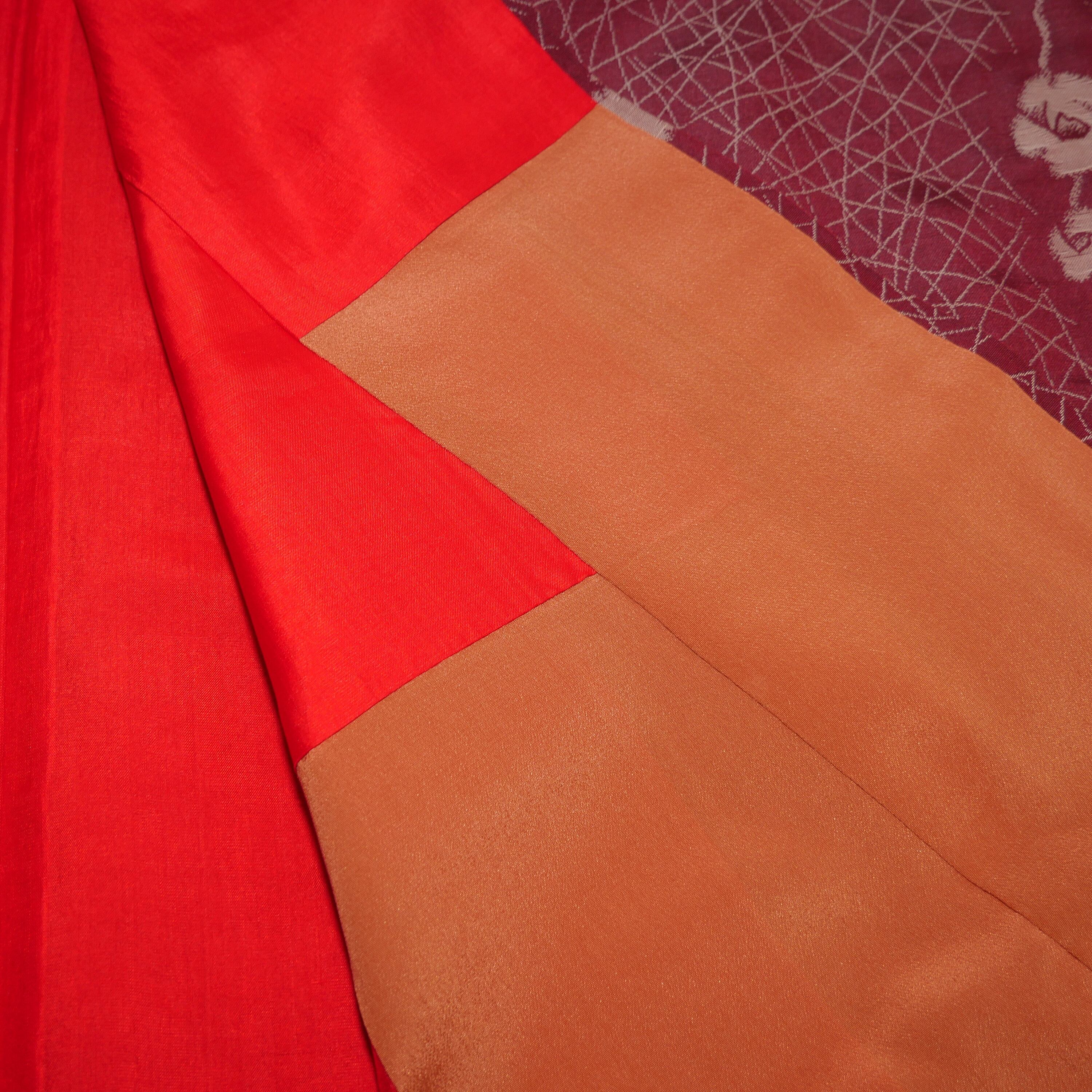 正絹 花柄 御召小紋着物 | Vintage omeshi komon kimono with flowers and lines