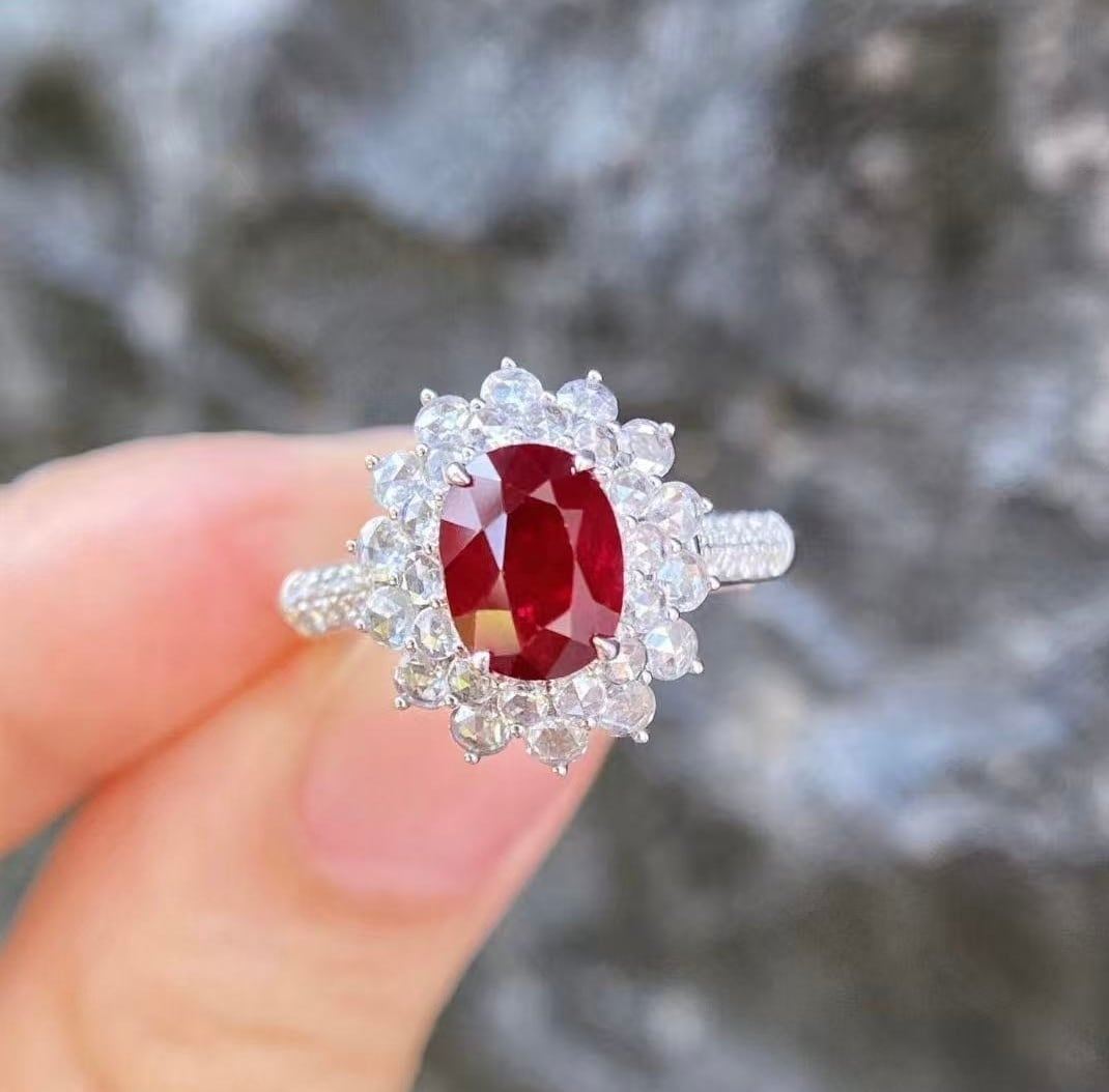 『専用です』天然非加熱￼ルビー ダイヤモンド 計1.97ct GIAビルマ 天然ルビーリング ルビービルマ産ダイヤモンドカット 0.23ct